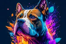 AI画像ジェネレーターのプレビューに使われているカラフルな犬のアート
