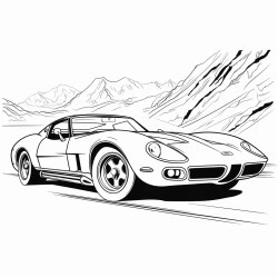 AI coloring page example Car
