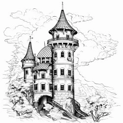 Castle - AI coloring page example