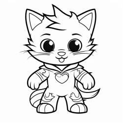 AI coloring page example Cat
