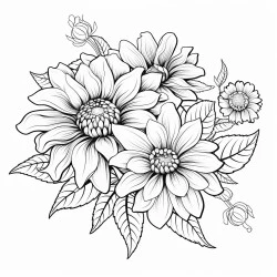 AI coloring page example Flower
