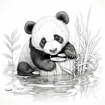 AI coloring page example Panda