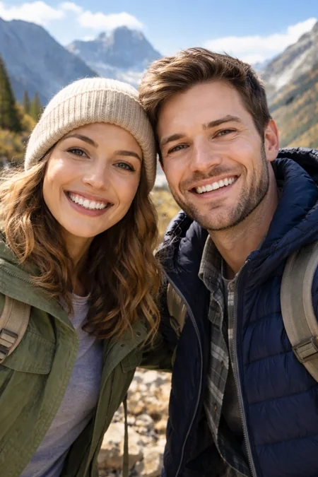 Friends in mountains preview of the photo