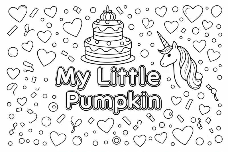 Página para colorir com nome – visual prévio da fonte arredondada e tema fofo