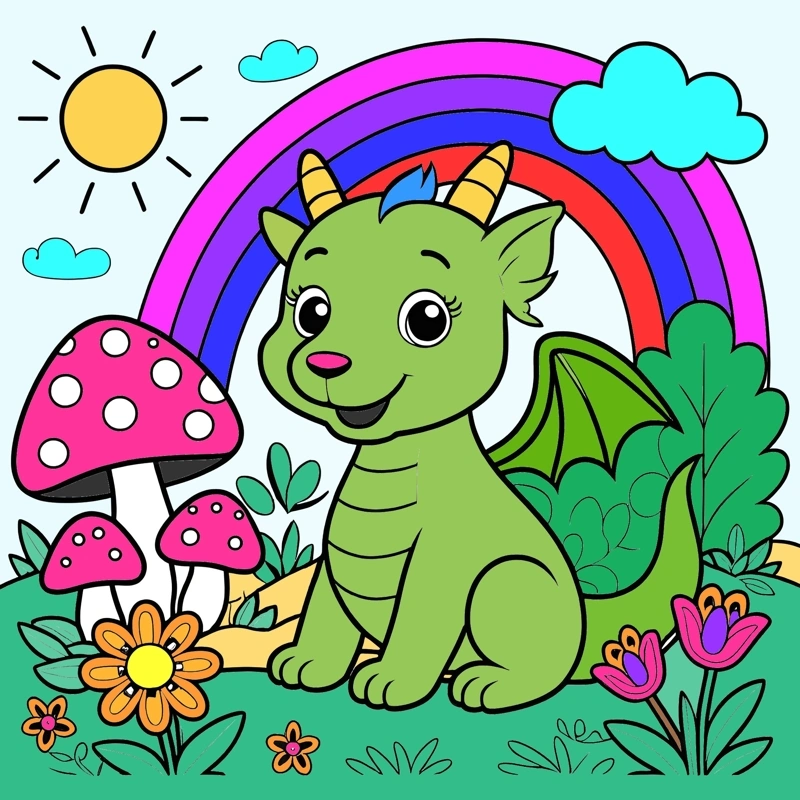 Dragon - colored page