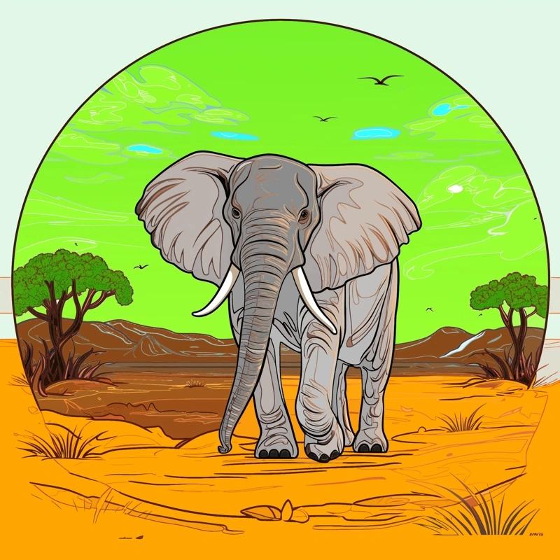 Elephant - colored page