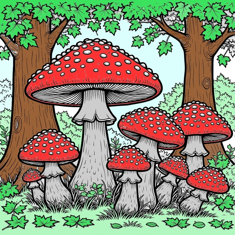Mushrooms - colored page
