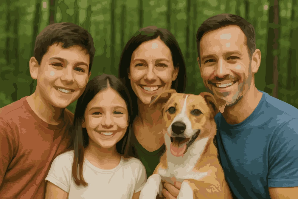 Famille dans la forêt - Image