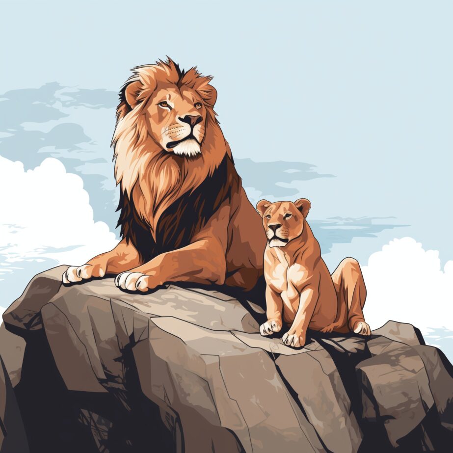 Lions on the rock coloring page 2Original image