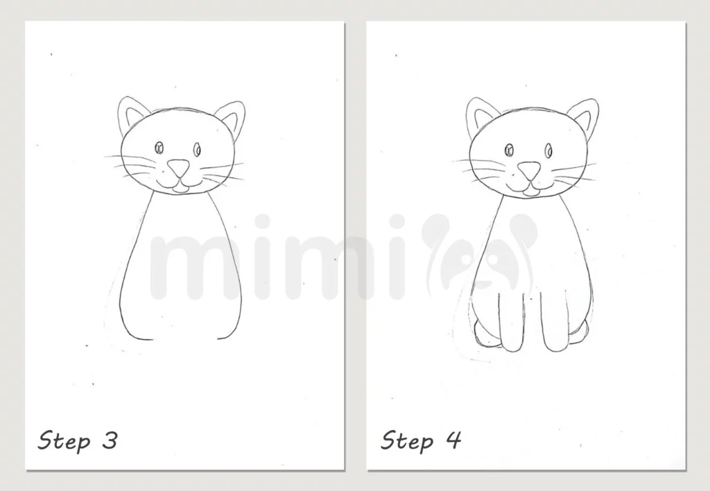 Coloring page with cute cat simple outline drawing