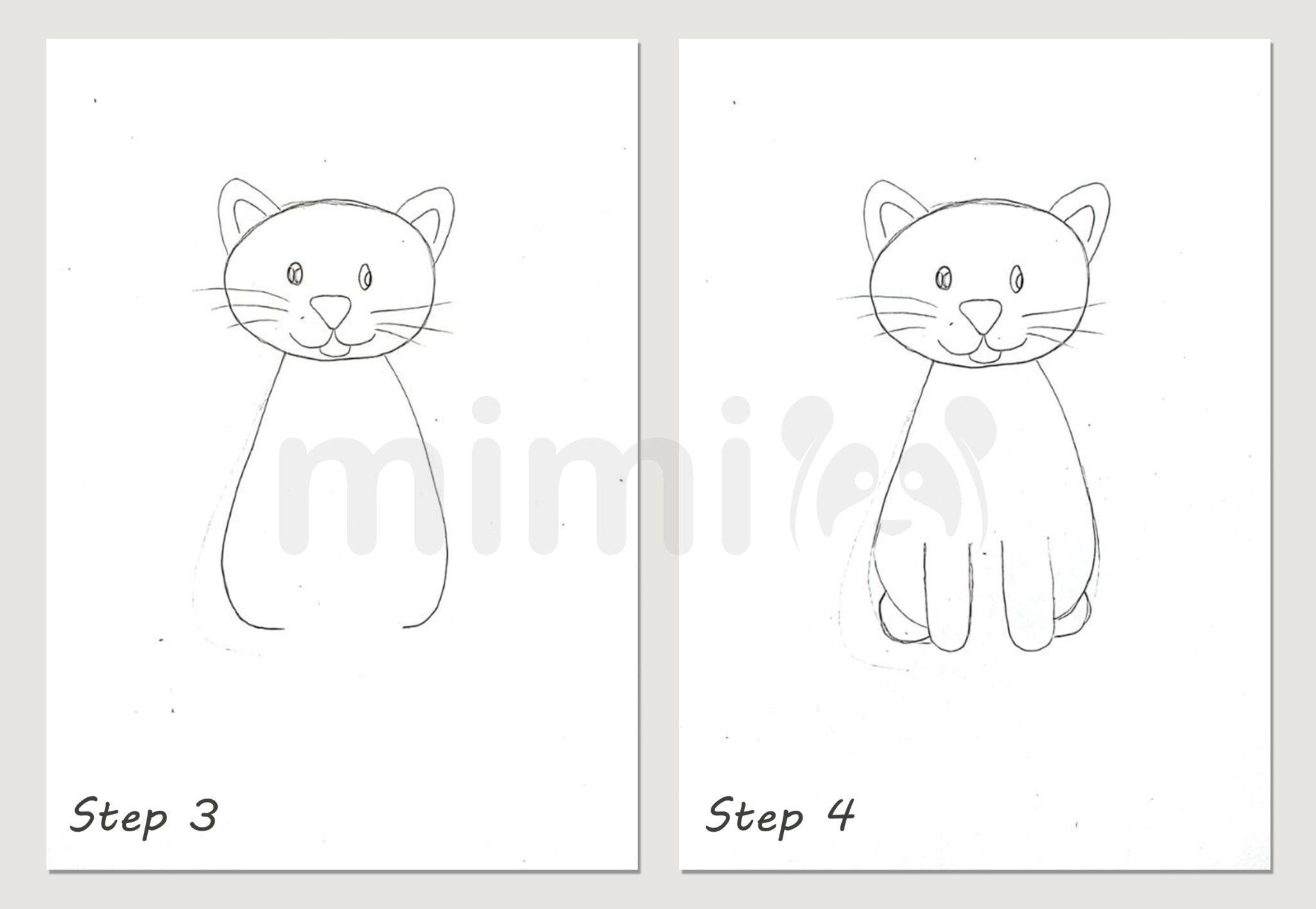 Cat Drawing StepbyStep Tutorial Mimi Panda