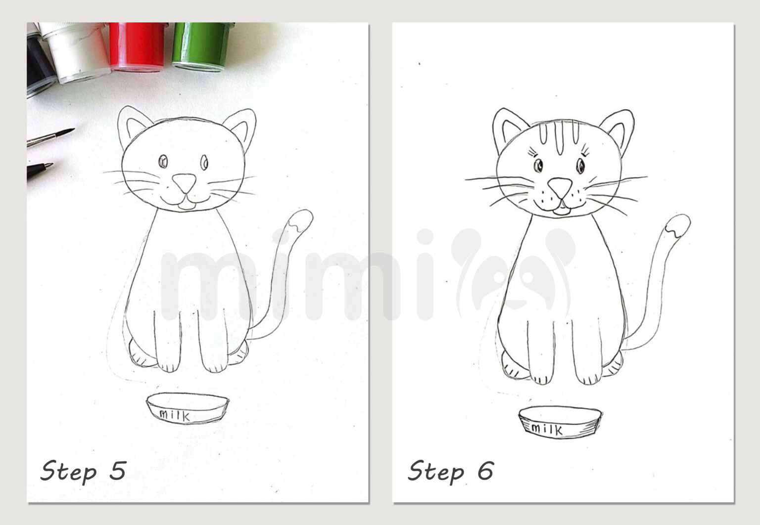 Cat Drawing Step By Step Tutorial Mimi Panda Cat Drawing Step By Step Tutorial Mimi Panda