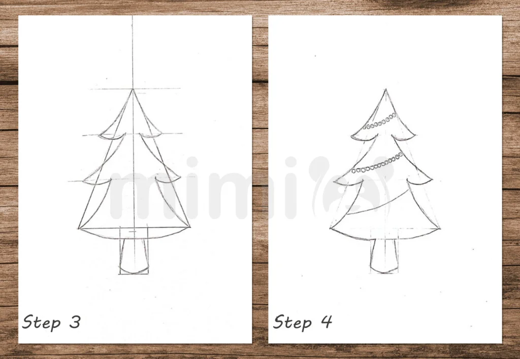 A small Christmas tree easy drawing blac...