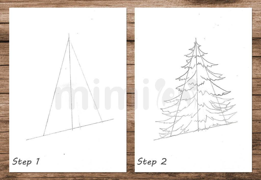 how to draw a realistic christmas tree