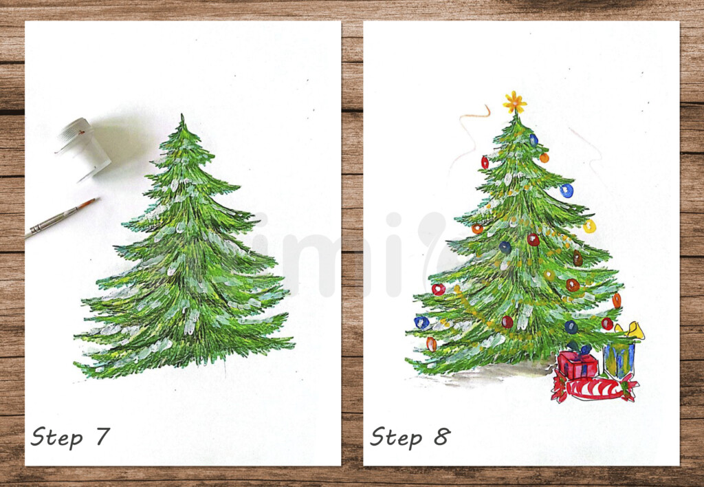 collage realistischer weihnachtsbaum schritt 7 und 8