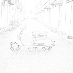 Motor Scooter Lambretta - Printable Coloring page