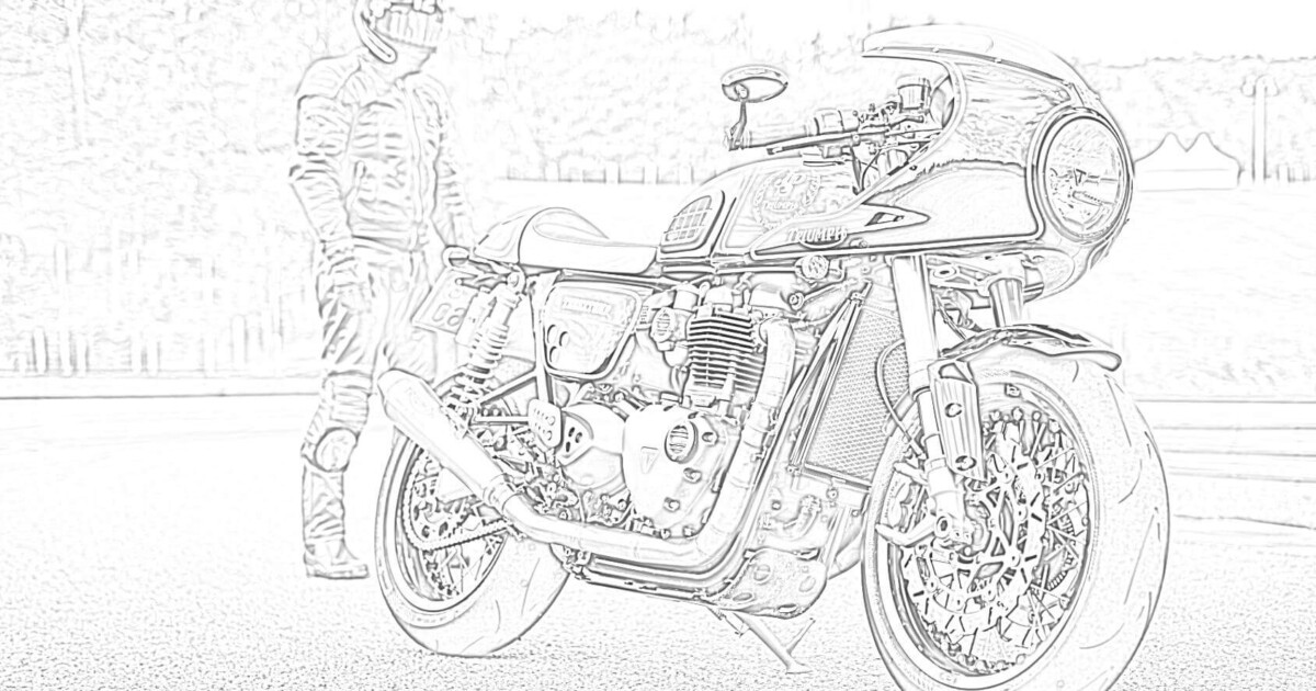 Triumph motorcycle coloring page - Mimi Panda