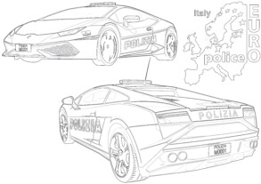 Police supercar - Coloring page