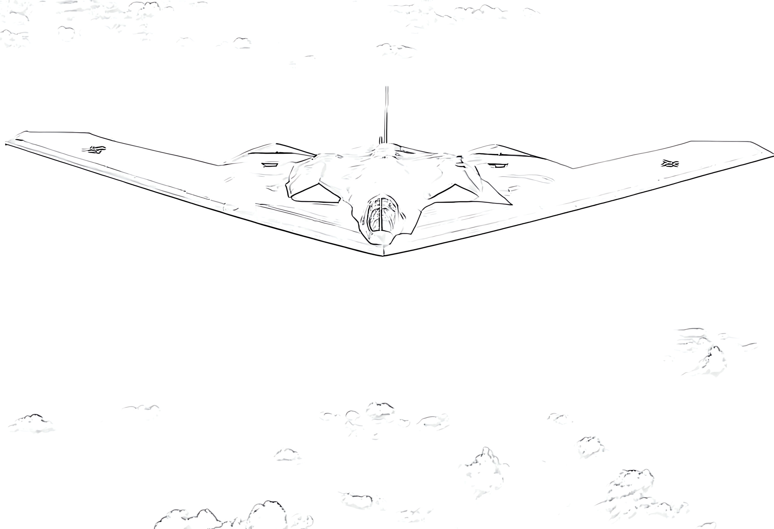 Stealth Bomber Coloring Page - Mimi Panda