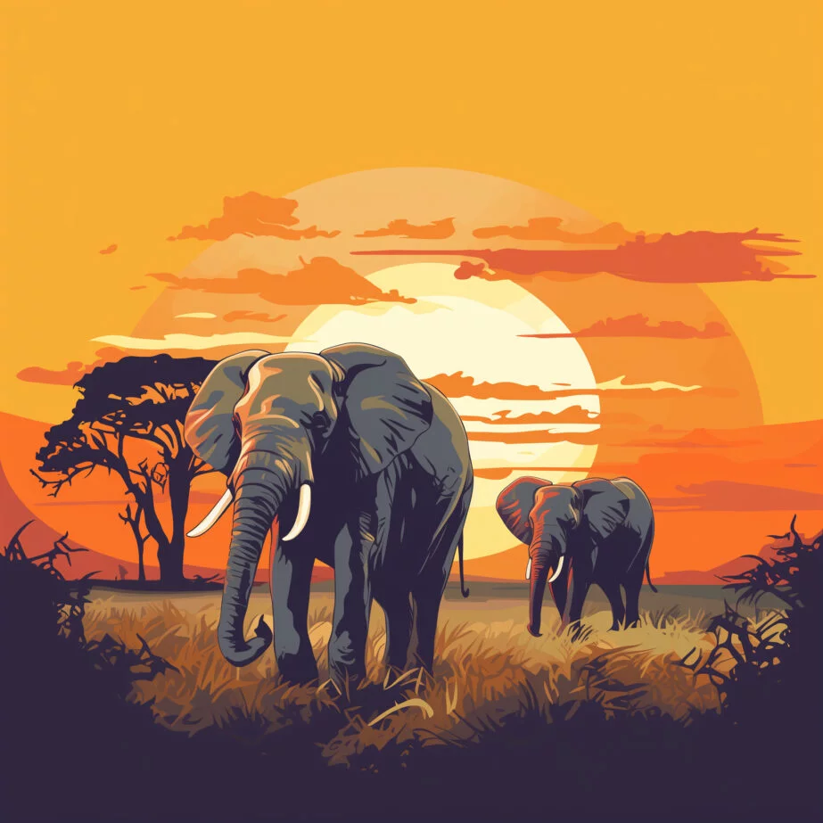 Elephants coloring page 2