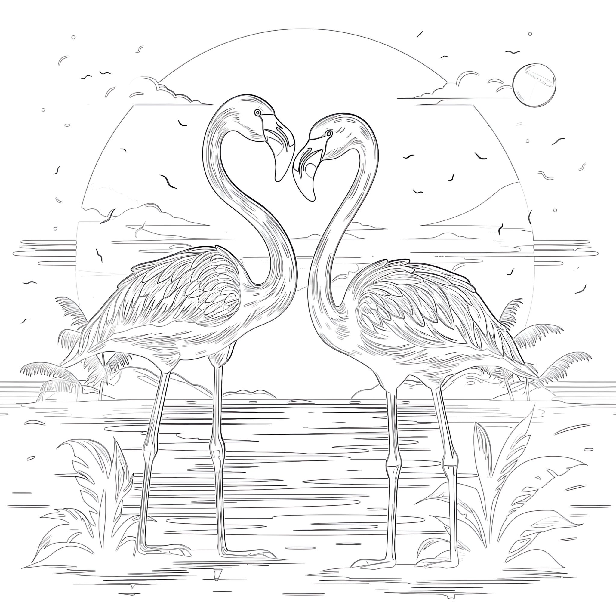 Flamingos Colorong Page | Coloring Pages Mimi Panda