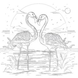 Flamingos - Printable Coloring page