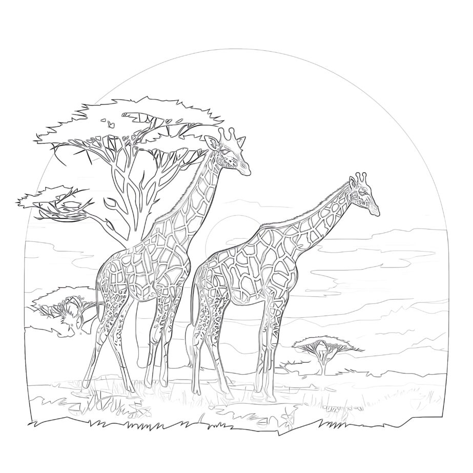 Girafes Page à Colorier