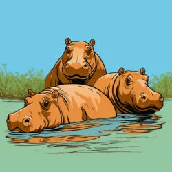 Hippopotames Page à Colorier - Image d'origine