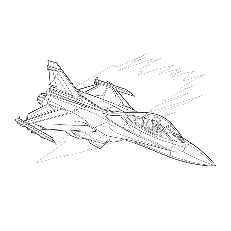 jet fighter coloring page