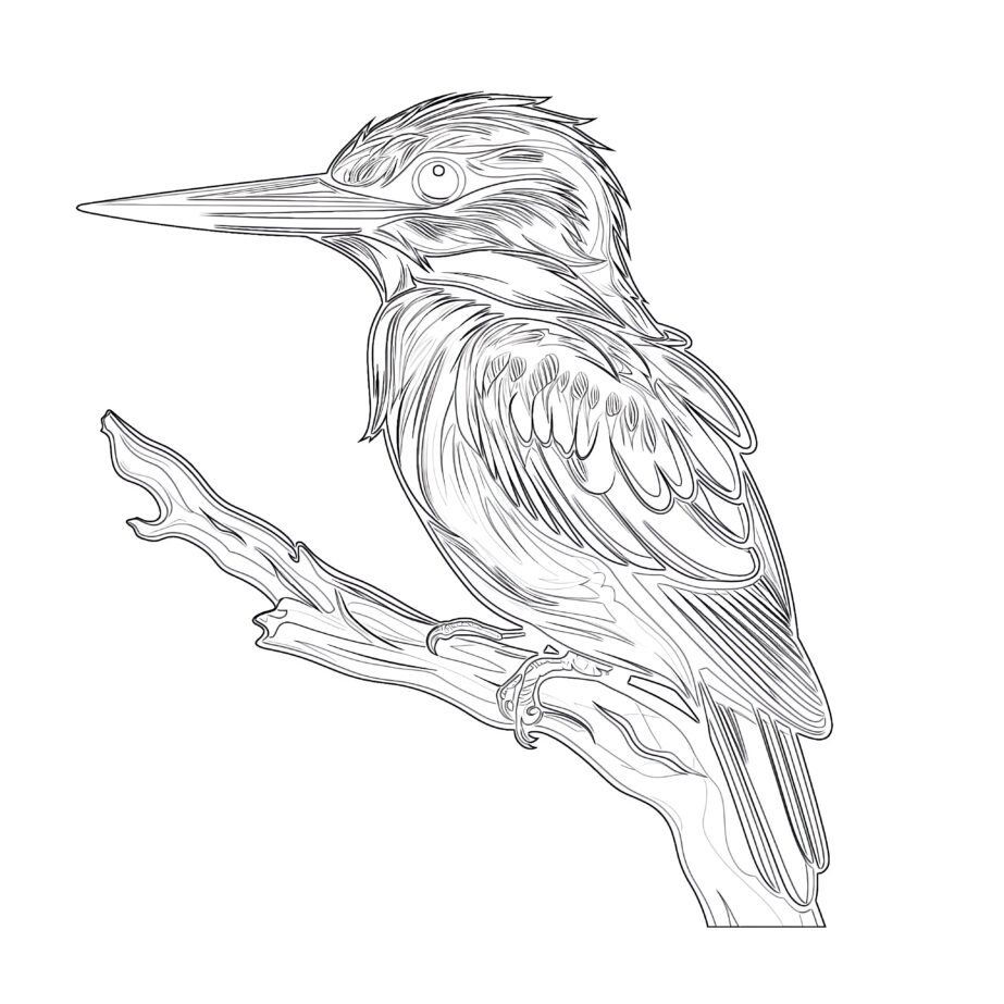 kingfisher bird coloring page