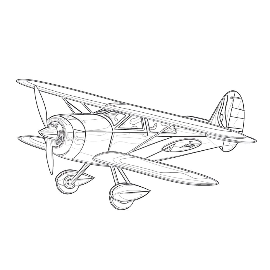 Printable Light Aircraft Coloring Page - Mimi Panda