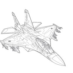 Military Jet Fighter - Printable Coloring page