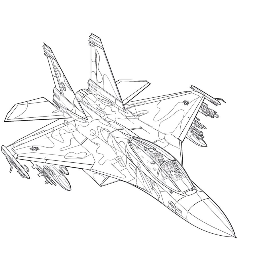 military jet fighter coloring page