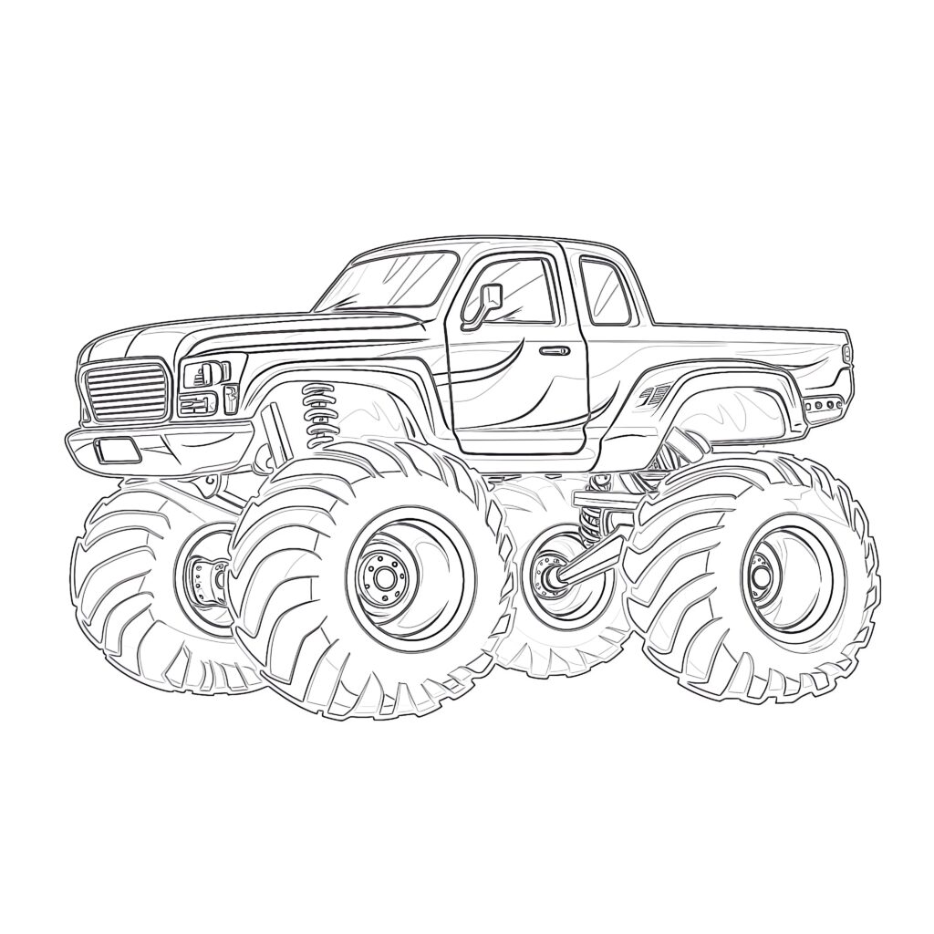 Monster Truck Coloring Page | Coloring Pages Mimi Panda