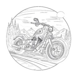 Motorcycle on the Road - Printable Coloring page