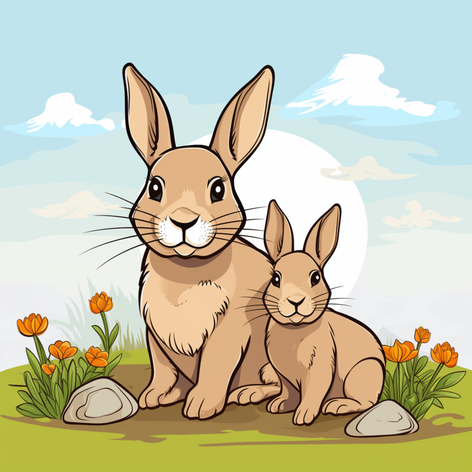 Rabbits Coloring Page 2