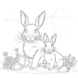 Rabbits - Printable Coloring page