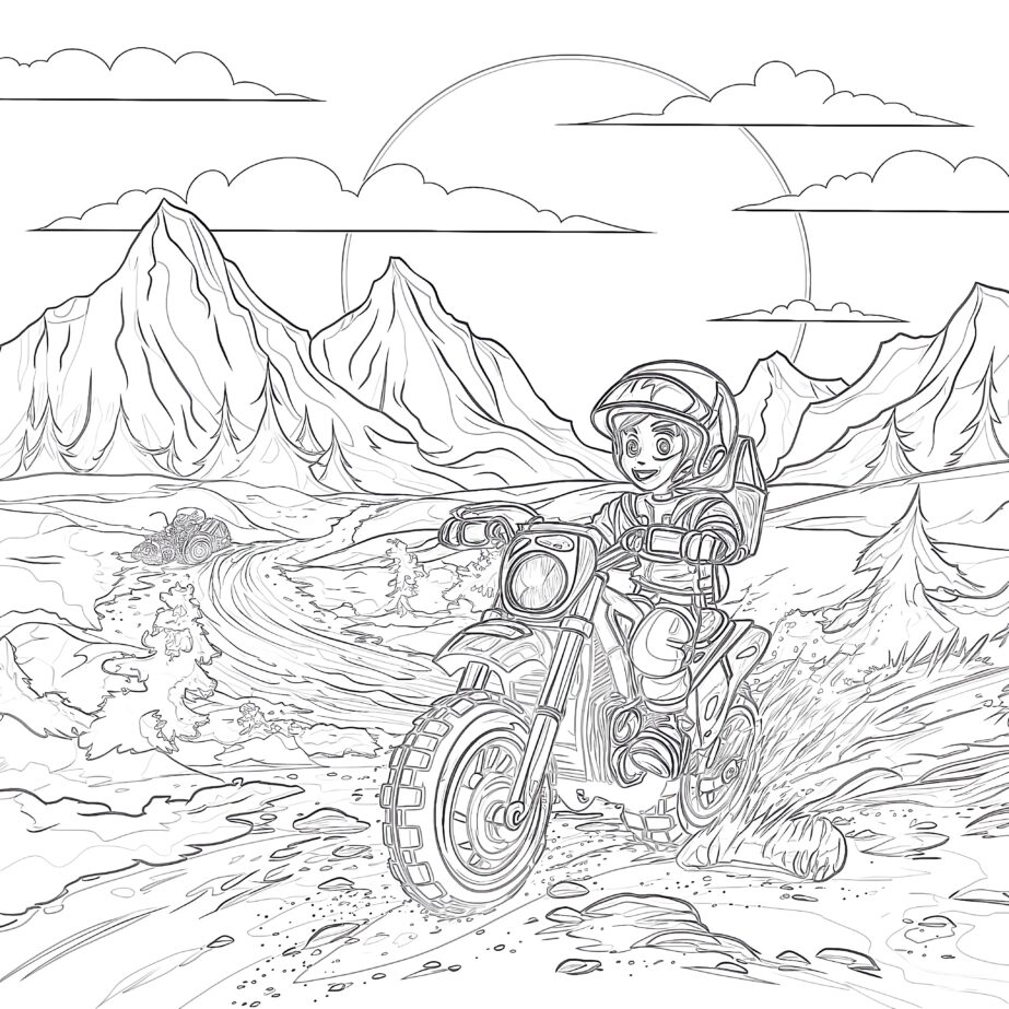 racing on the dirt road coloring page