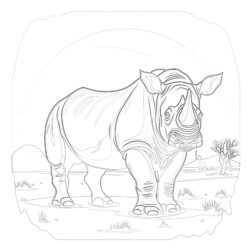 White Rhinoceros - Printable Coloring page