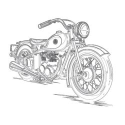 Vintage City Motorbike - Printable Coloring page