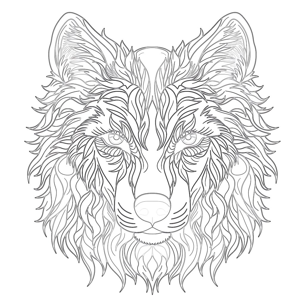 Wolf Coloring Pages for Adults | Coloring Pages Mimi Panda