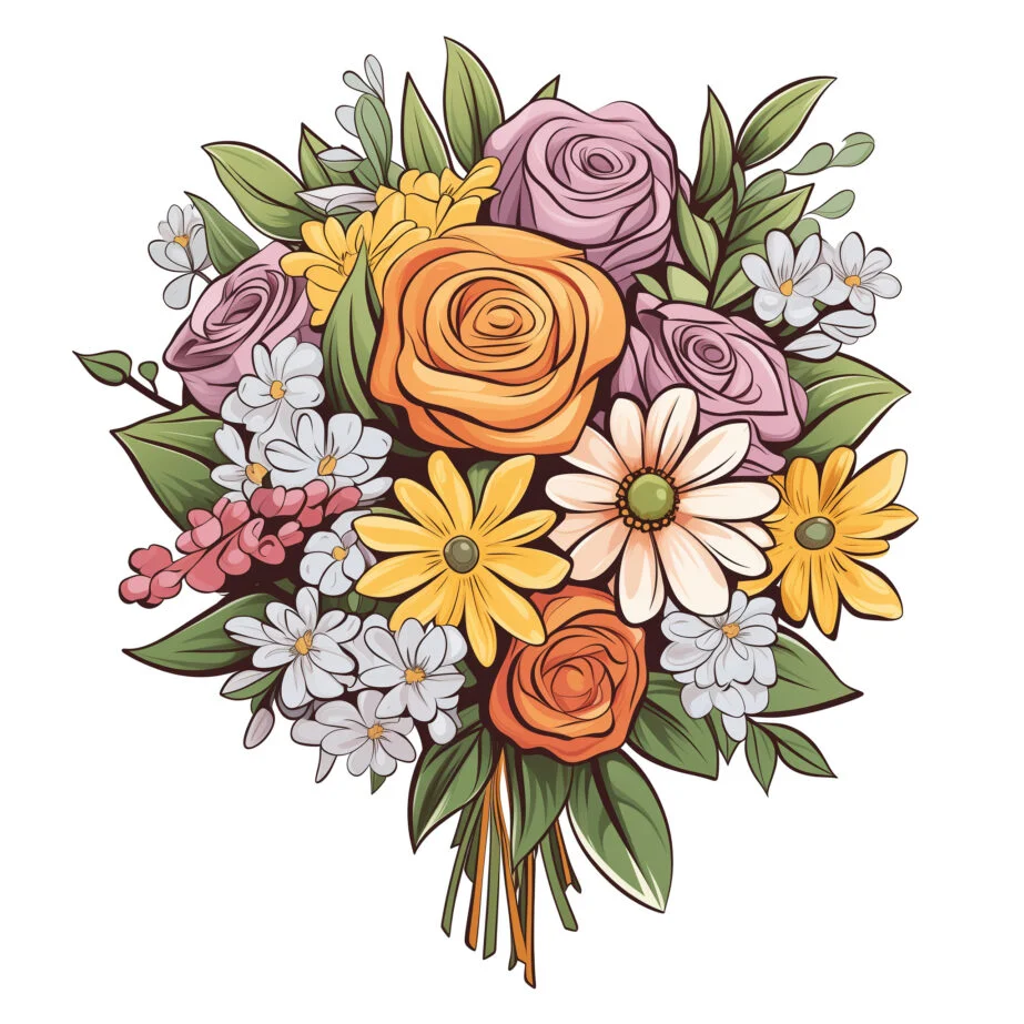Bouquet Of Flowers Coloring Page 2