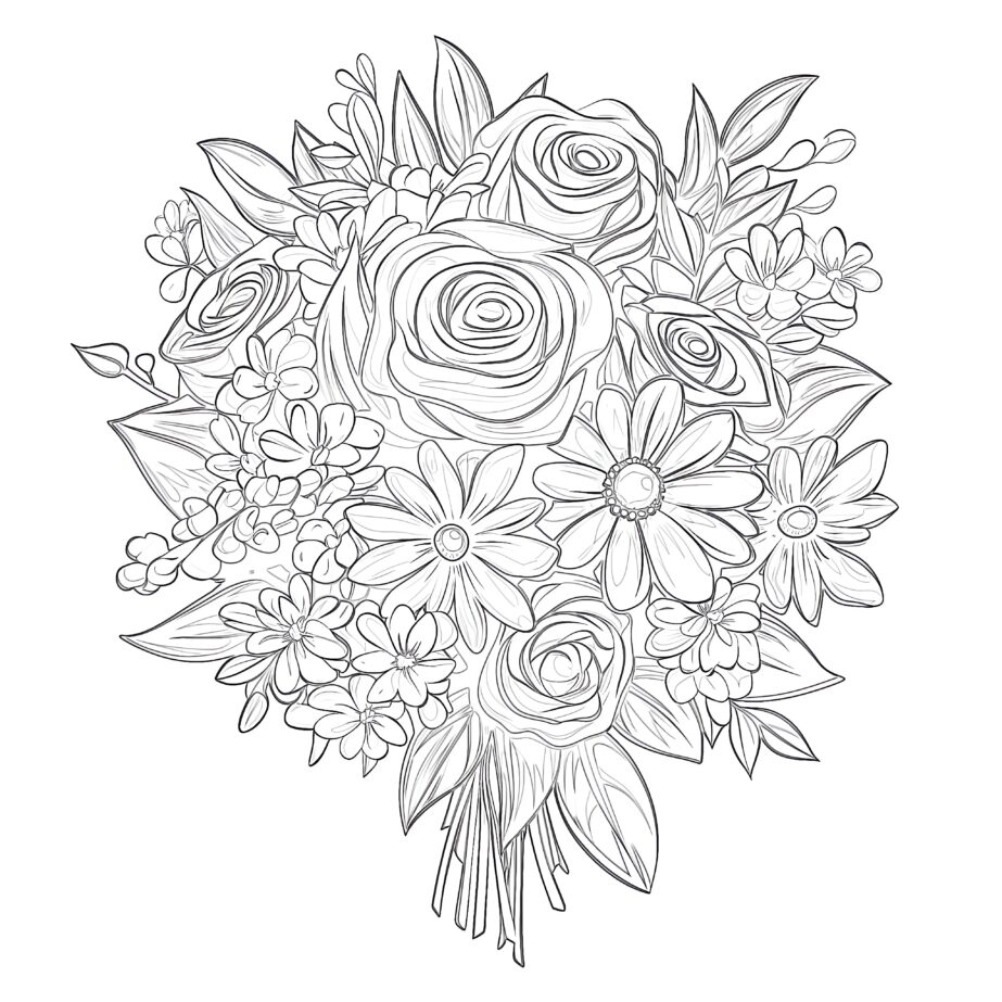 Bouquet Of Flowers Coloring Page