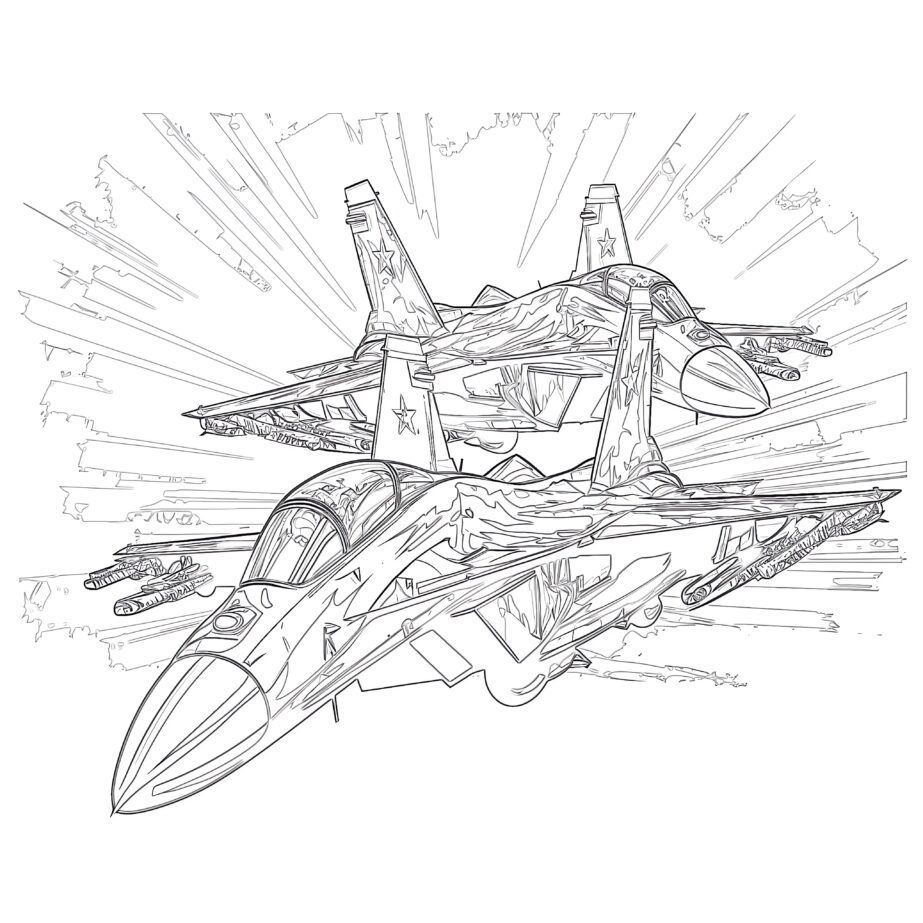 Flying Fighter Jets Coloring Page