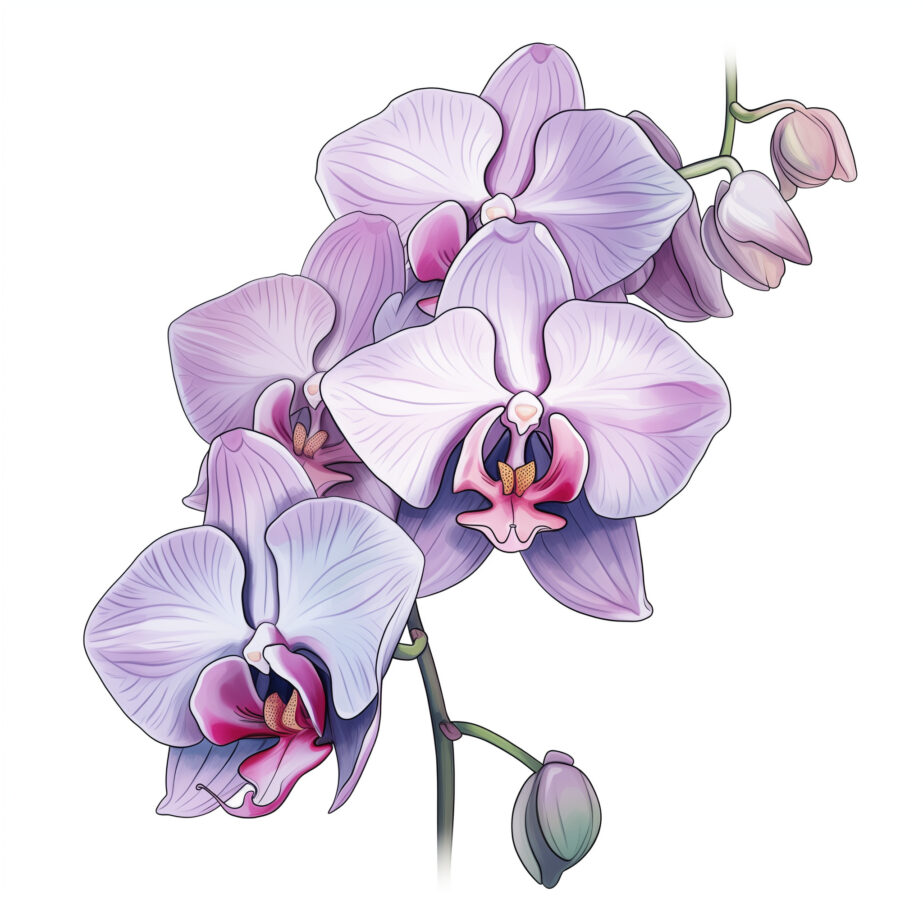 Printable Orchids Coloring Page - Mimi Panda