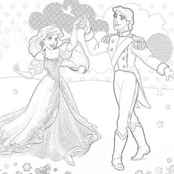 Princess Ariel with Prince - Coloring page