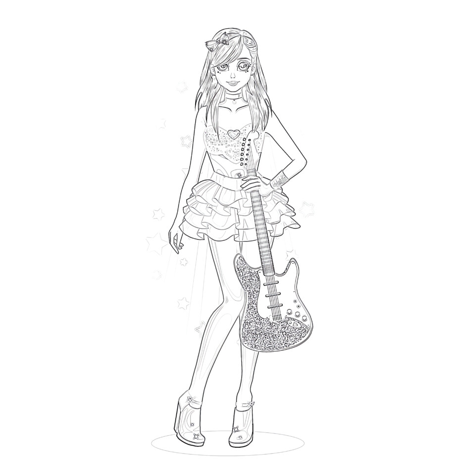 guitar girl coloring pages