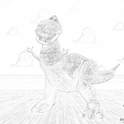 Cartoon Happy Tyrannosaurus - Coloring page
