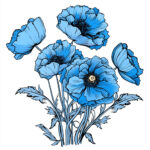 Blue Poppy Coloring Page 2