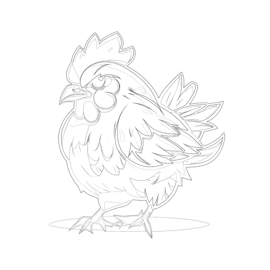 Chicken - Coloring page
